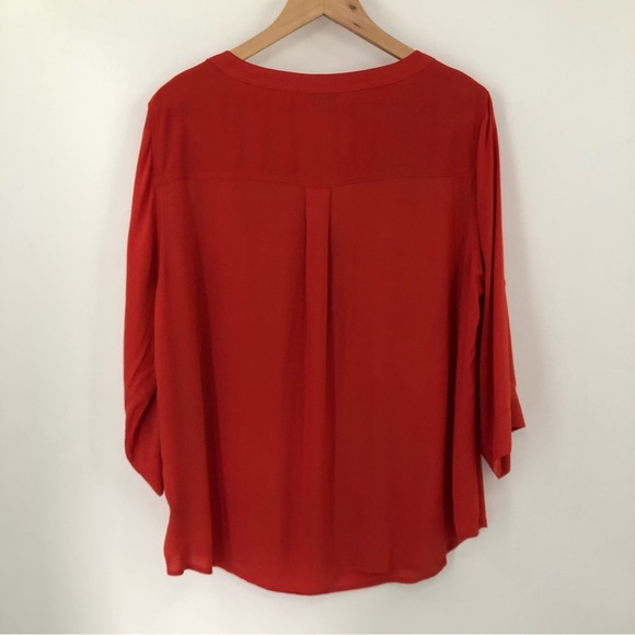 Torrid 2X Harper Challis Pullover Blouse teacher school spirit Henley 3/4 0978 - Picture 9 of 10